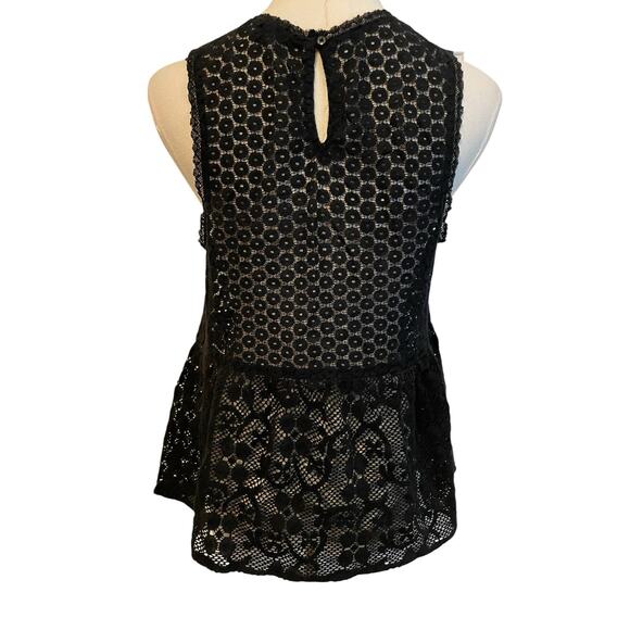 Vintage Y2K American Eagle Lace Tank Top Size M Black Sheer Whimsigoth Grunge - Picture 2 of 7